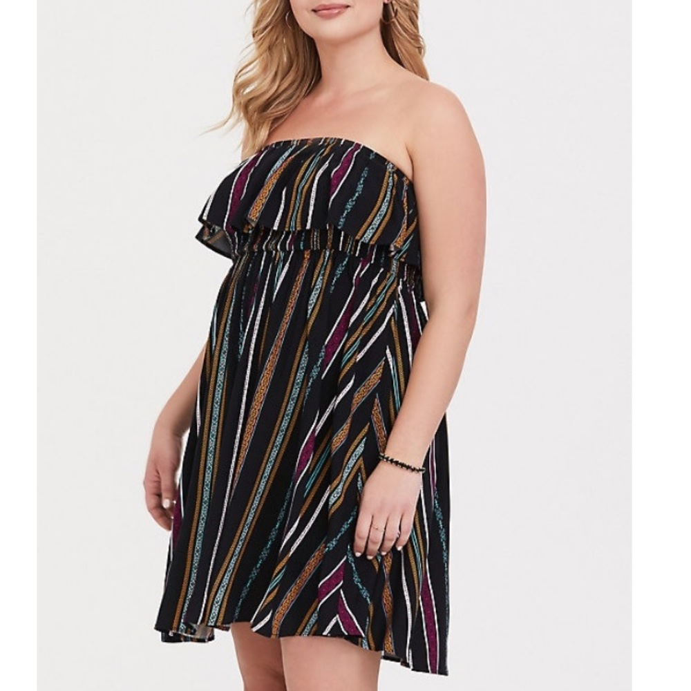 BLACK STRIPE CHALLIS SKATER DRESS 3x - Picture 2 of 6